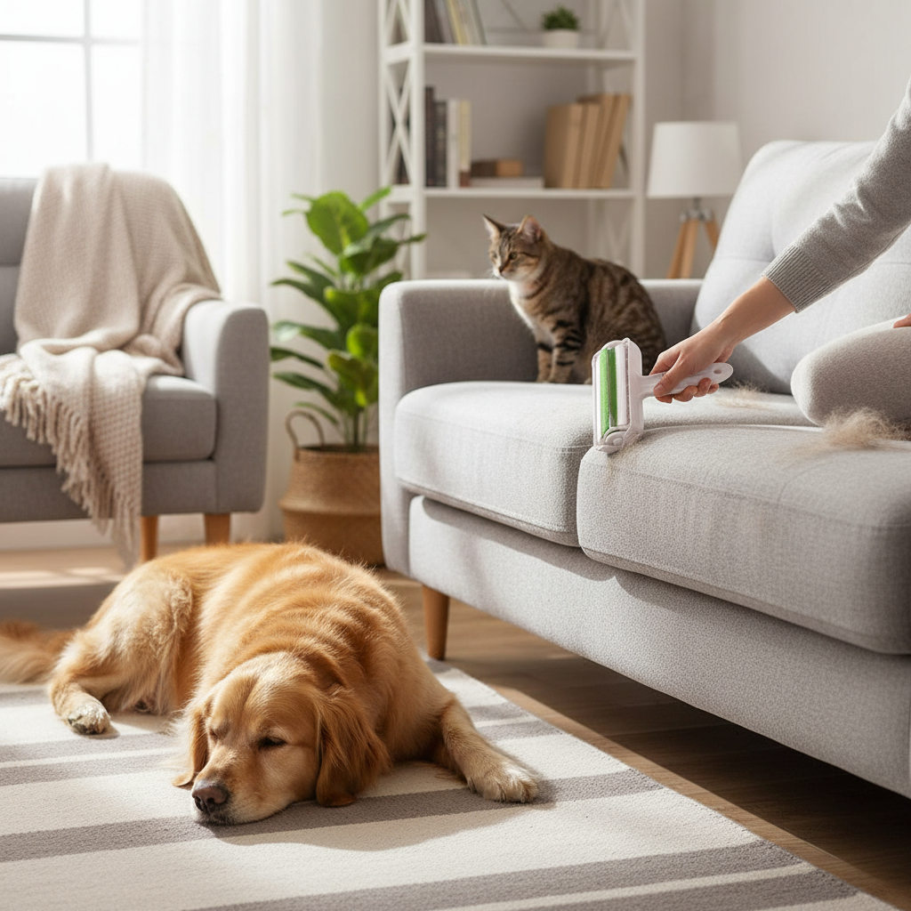 Self-Cleaning Reusable Pet Hair Roller – Efficient Fur Removal Tool