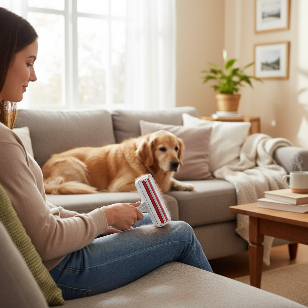 Self-Cleaning Reusable Pet Hair Roller – Efficient Fur Removal Tool
